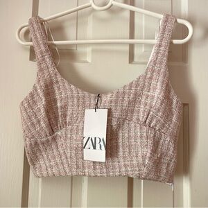 NWT Zara Tweed Pink Crop Top